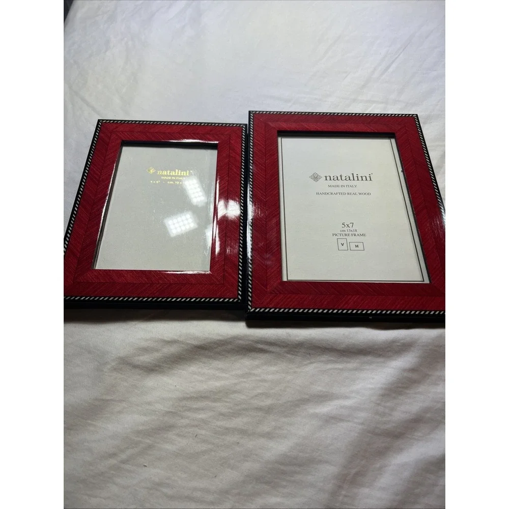 Set Of 2 Red Wood Grain Natalini Picture Frames